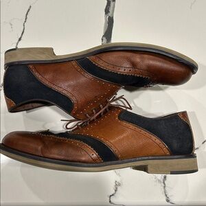 Johnston & Murphy Two-Tone Brown and Navy Oxfords